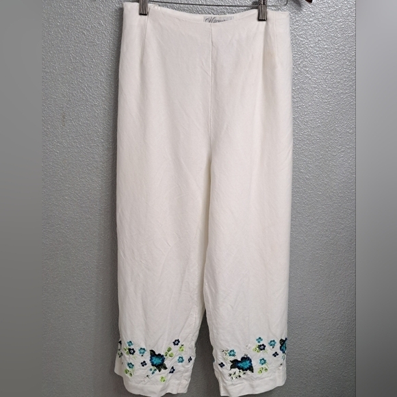 Plus Size Linen Blend With Embroidery  Size 22W - Picture 1 of 12